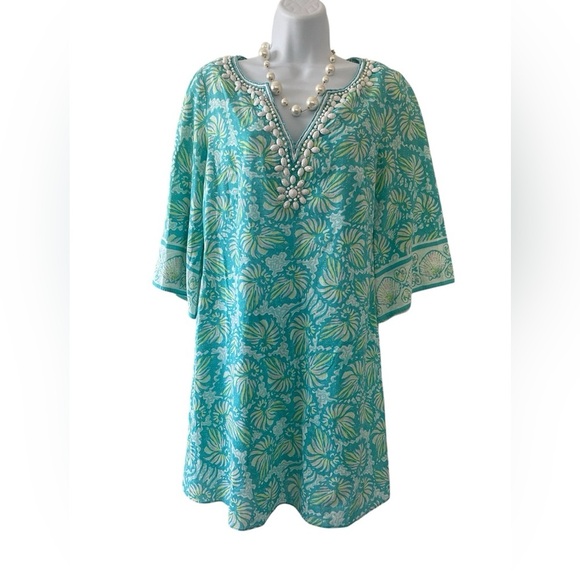 Lilly Pulitzer XS Beaded Tunic Dress Cotton Resort Wear Beach Travel Cover Up - Picture 7 of 7